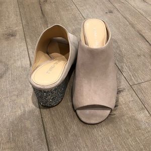 Ivanka Trump Gray Mules with Silver Heel
